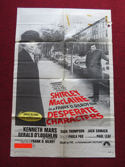 DESPERATE CHARACTERS FOLDED US ONE SHEET POSTER SHIRLEY MACLAINE K.MARS 1971