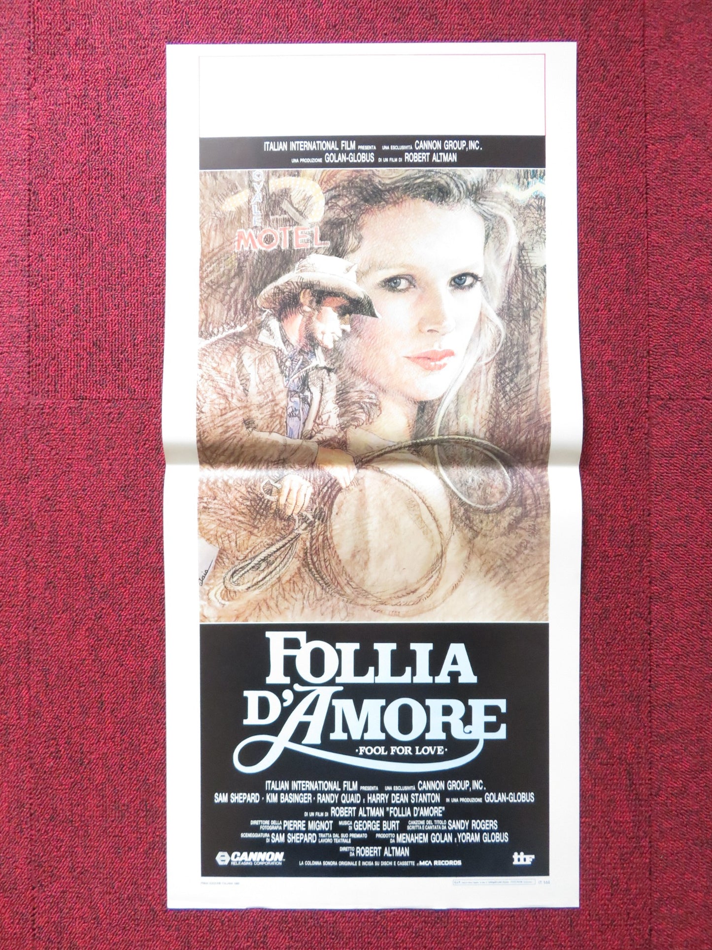 FOOL FOR LOVE ITALIAN LOCANDINA POSTER CANNON KIM BASINGER SAM SHEPARD 1986