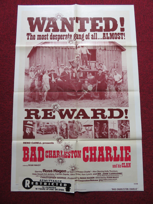 BAD CHARLESTON CHARLIE FOLDED US ONE SHEET POSTER ROSS HAGEN KELLY THORDSEN 1973