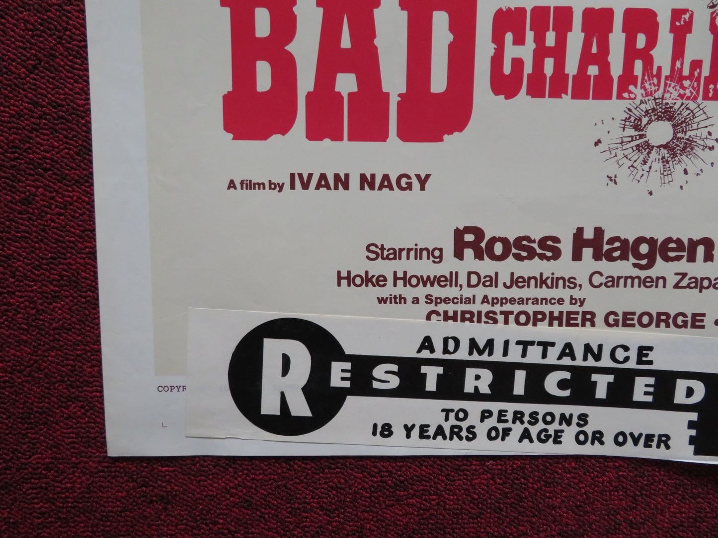 BAD CHARLESTON CHARLIE FOLDED US ONE SHEET POSTER ROSS HAGEN KELLY THORDSEN 1973