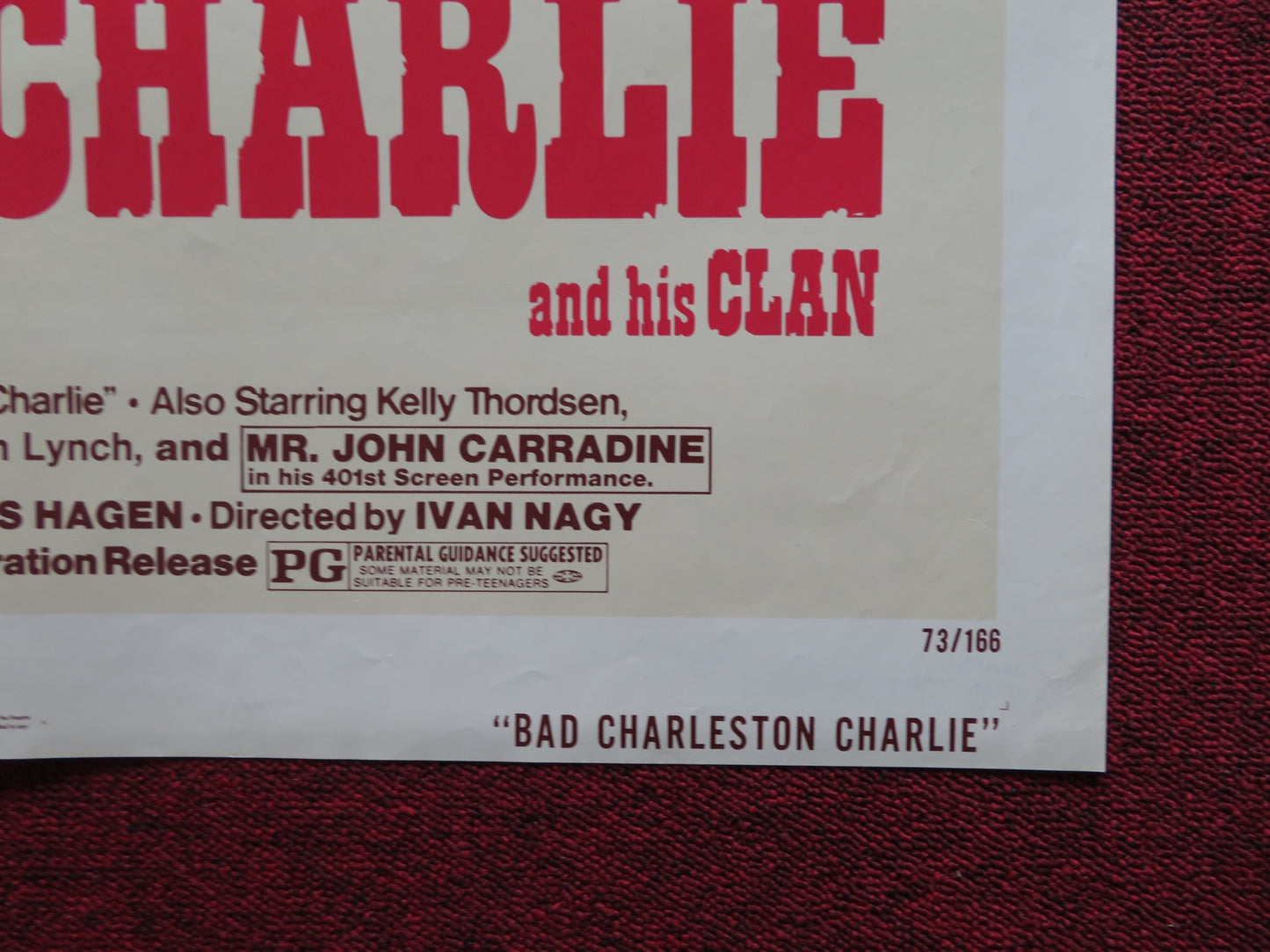 BAD CHARLESTON CHARLIE FOLDED US ONE SHEET POSTER ROSS HAGEN KELLY THORDSEN 1973