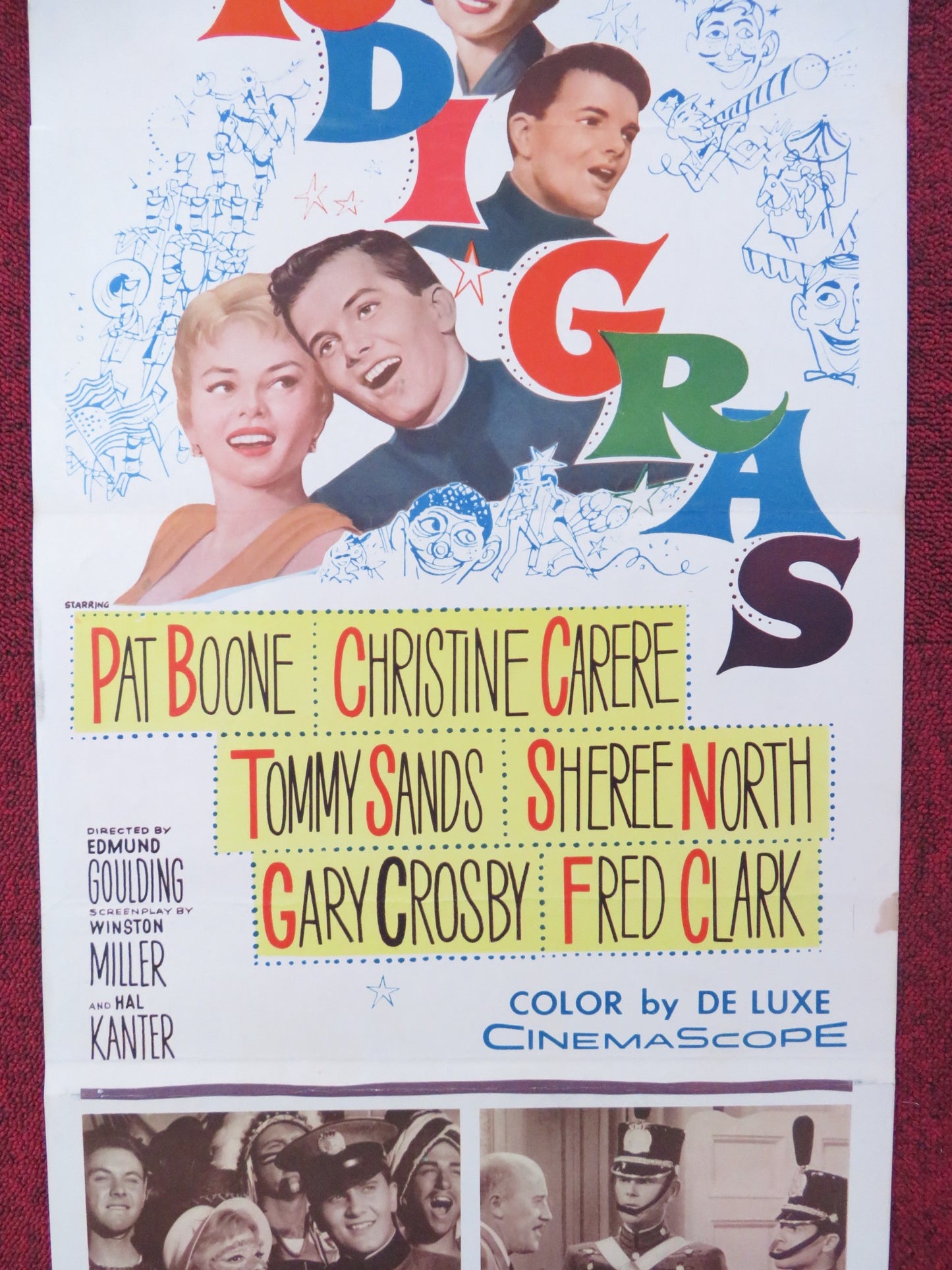 MARDI GRAS US INSERT (14"x 36") POSTER PAT BOONE CHRISTINE CARPERE 1958