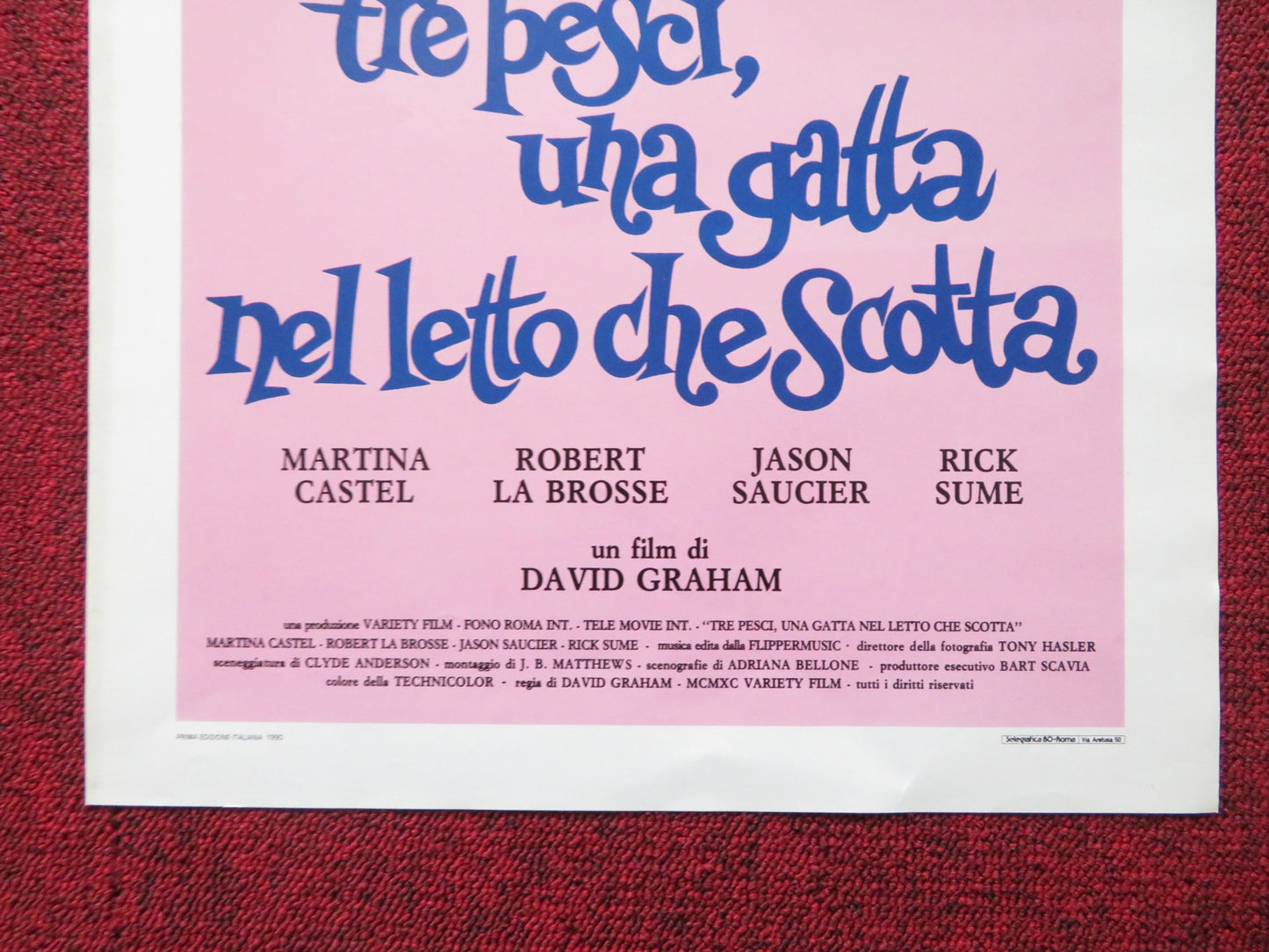 THREE FOR ONE ITALIAN LOCANDINA POSTER BRUNO MATTEI (D) MARTINA CASTEL 1990