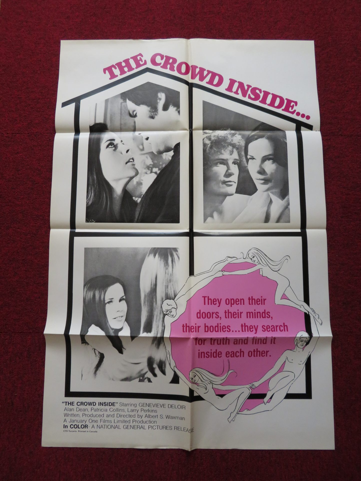 THE CROWD INSIDE FOLDED US ONE SHEET POSTER GENEVIEVE ROBERT ALAN DEAN 1971