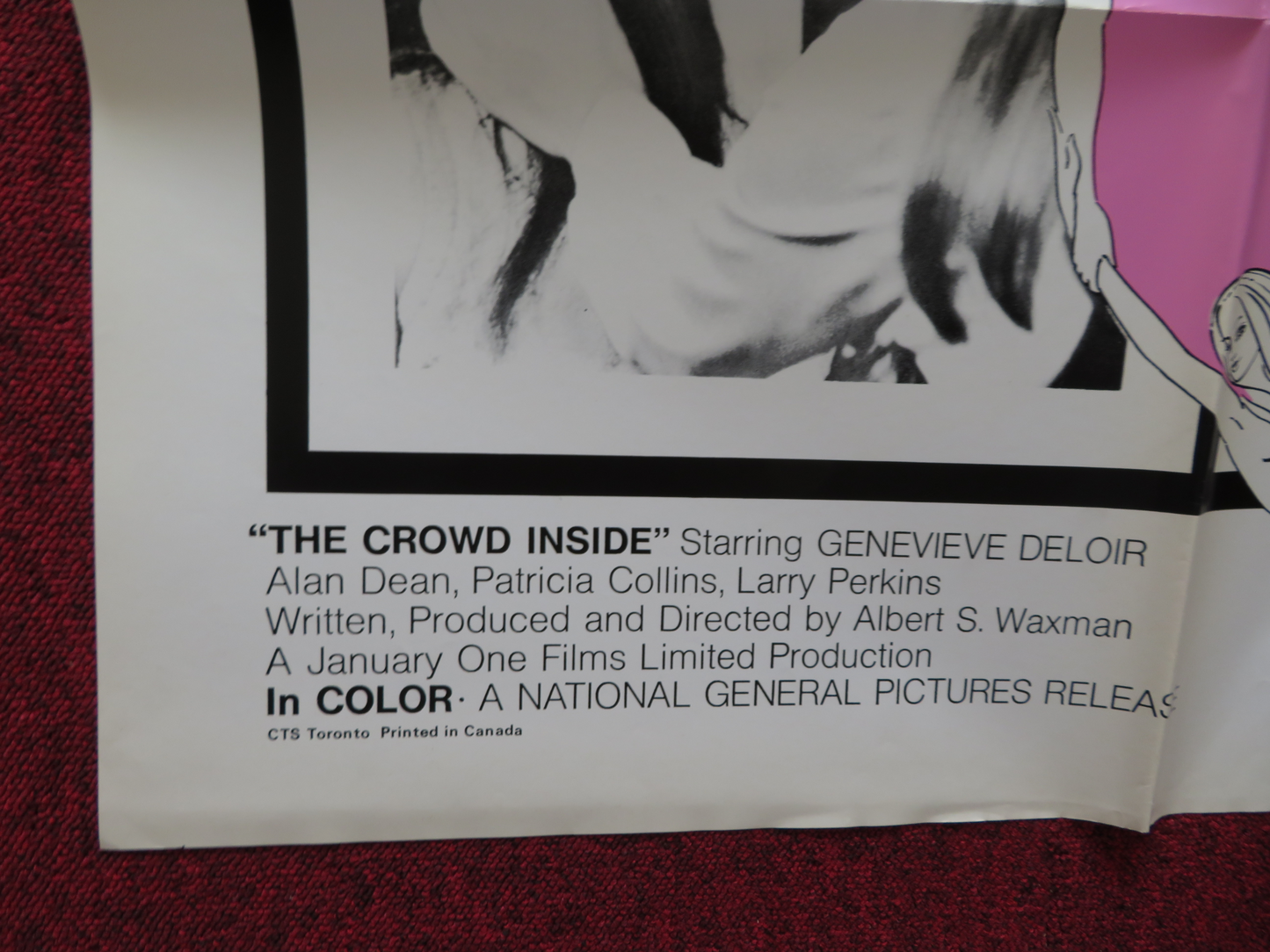 THE CROWD INSIDE FOLDED US ONE SHEET POSTER GENEVIEVE ROBERT ALAN DEAN 1971