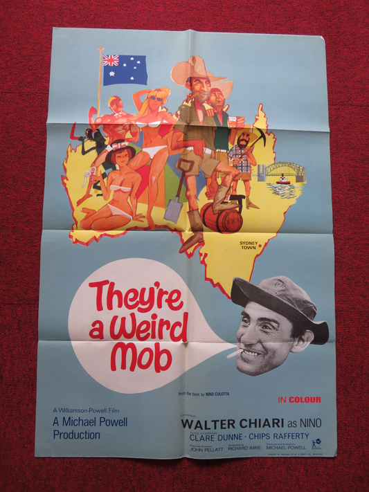 THEY'RE A WEIRD MOB FOLDED US ONE SHEET POSTER WALTER CHIARI CLAIRE DUNNE 1971