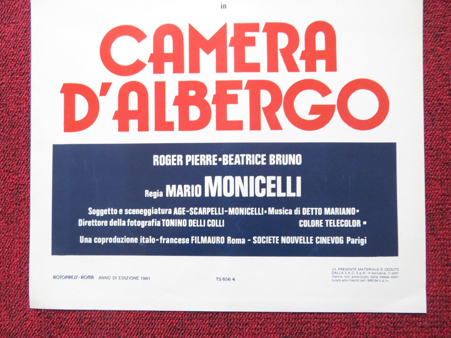 CAMERA D'ALBERGO ITALIAN LOCANDINA POSTER VITTORIO GASSMAN MONICA VITTI 1981