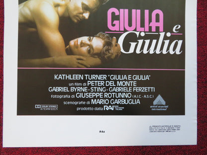 GIULIA E GIULIA ITALIAN LOCANDINA (27.5"x13") POSTER KATHLEEN TURNER STING 1987