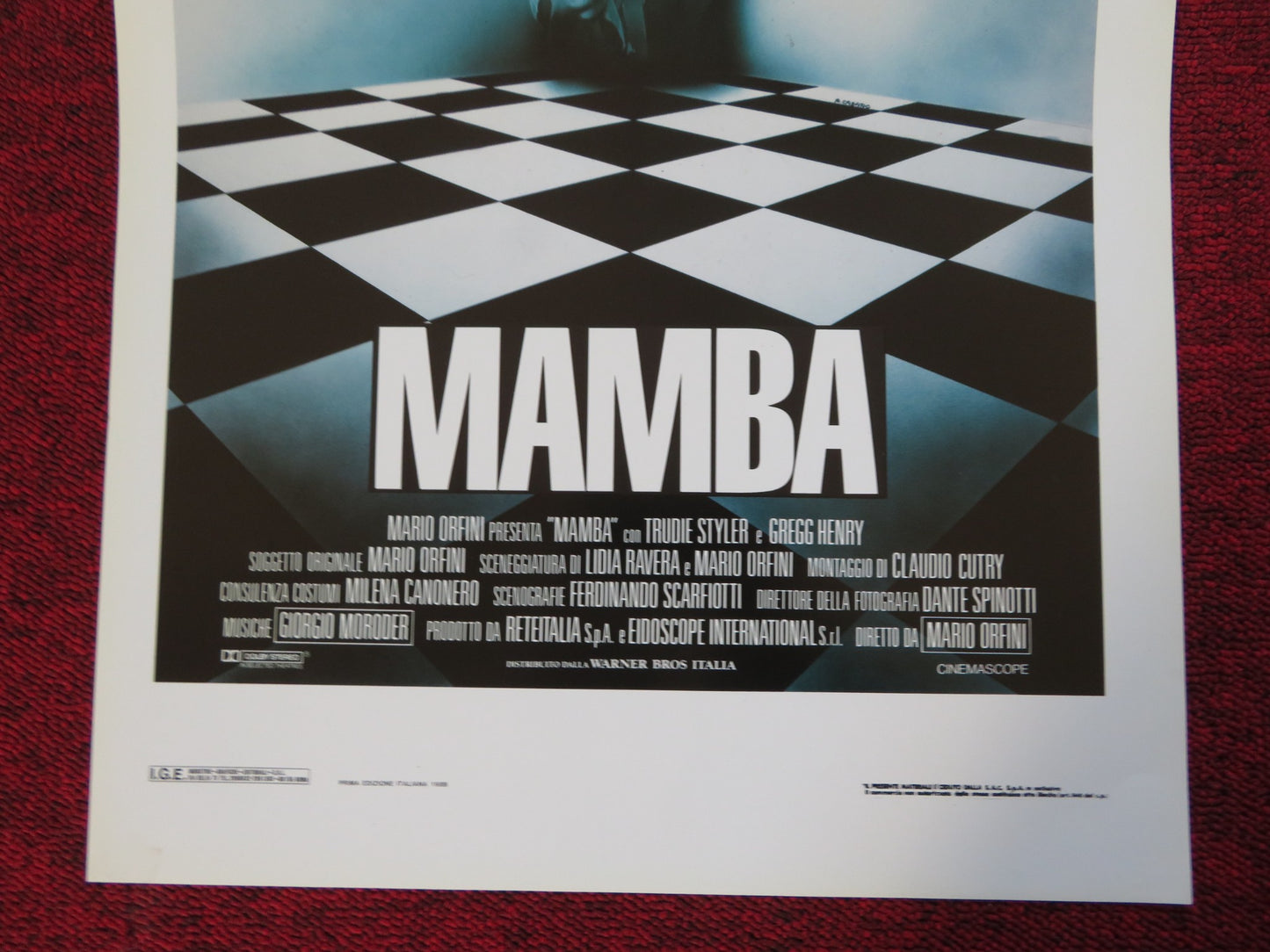 MAMBA ITALIAN LOCANDINA (27.5"x13") POSTER TRUDIE STYLER GREGG HENRY 1988