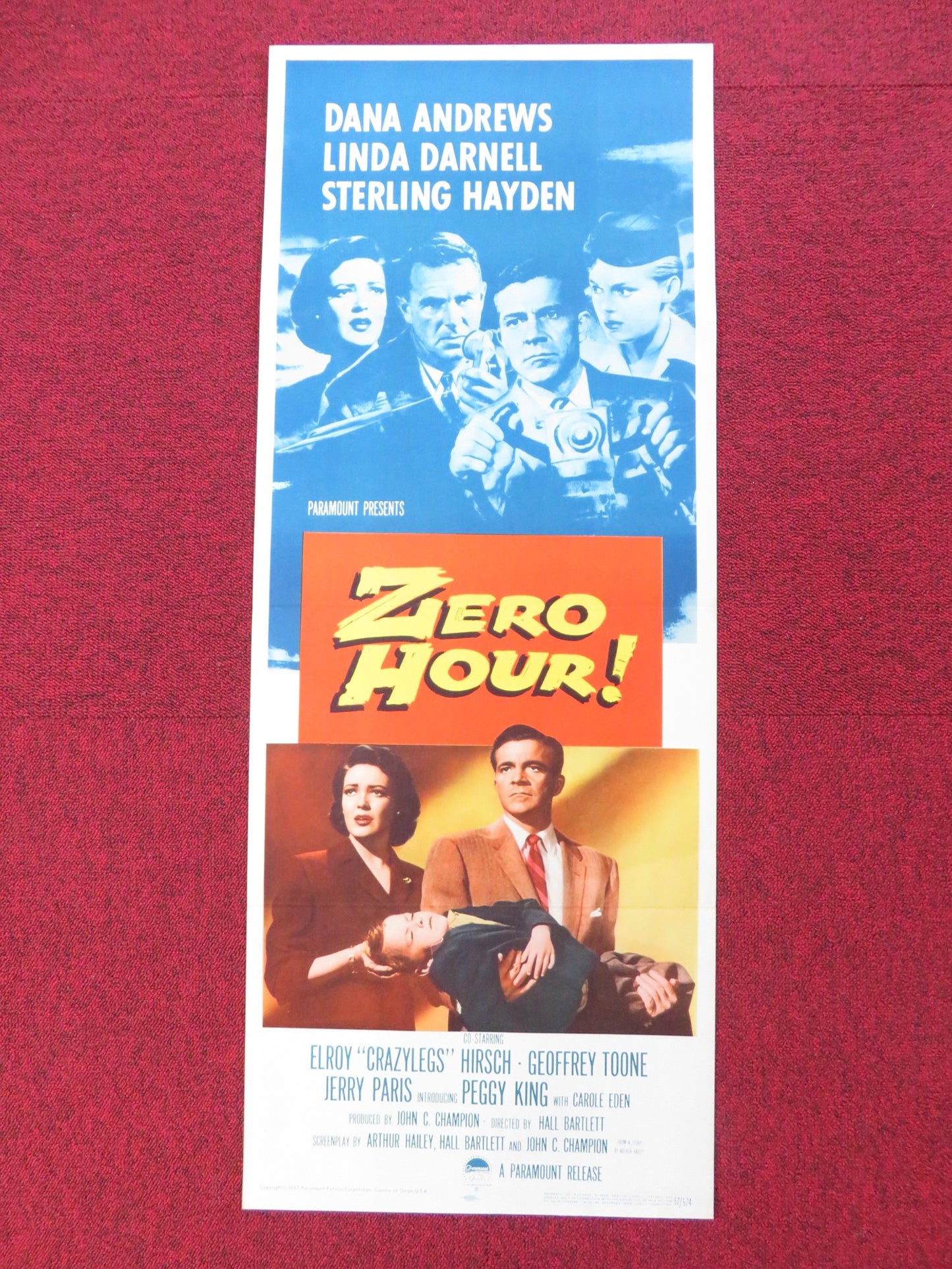 ZERO HOUR! US INSERT (14"x 36") POSTER DANA ANDREWS LINDA DARNELL 1957