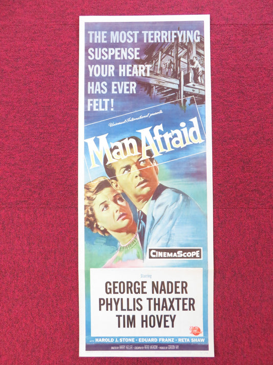 MAN AFRAID US INSERT (14"x 36") POSTER GEORGE NADER PHYLLIS THAXTER 1957