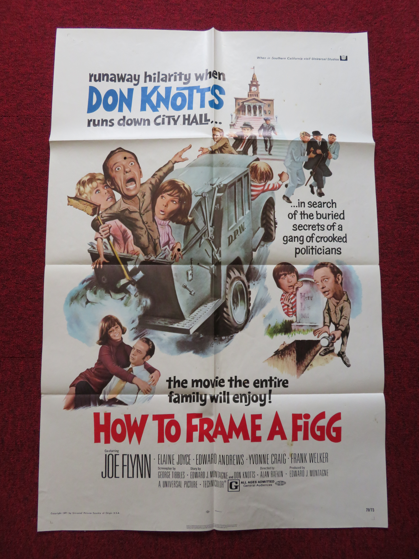 HOW TO FRAME A FIGG FOLDED US ONE SHEET POSTER DON KNOTTS JOE FLYNN 1971