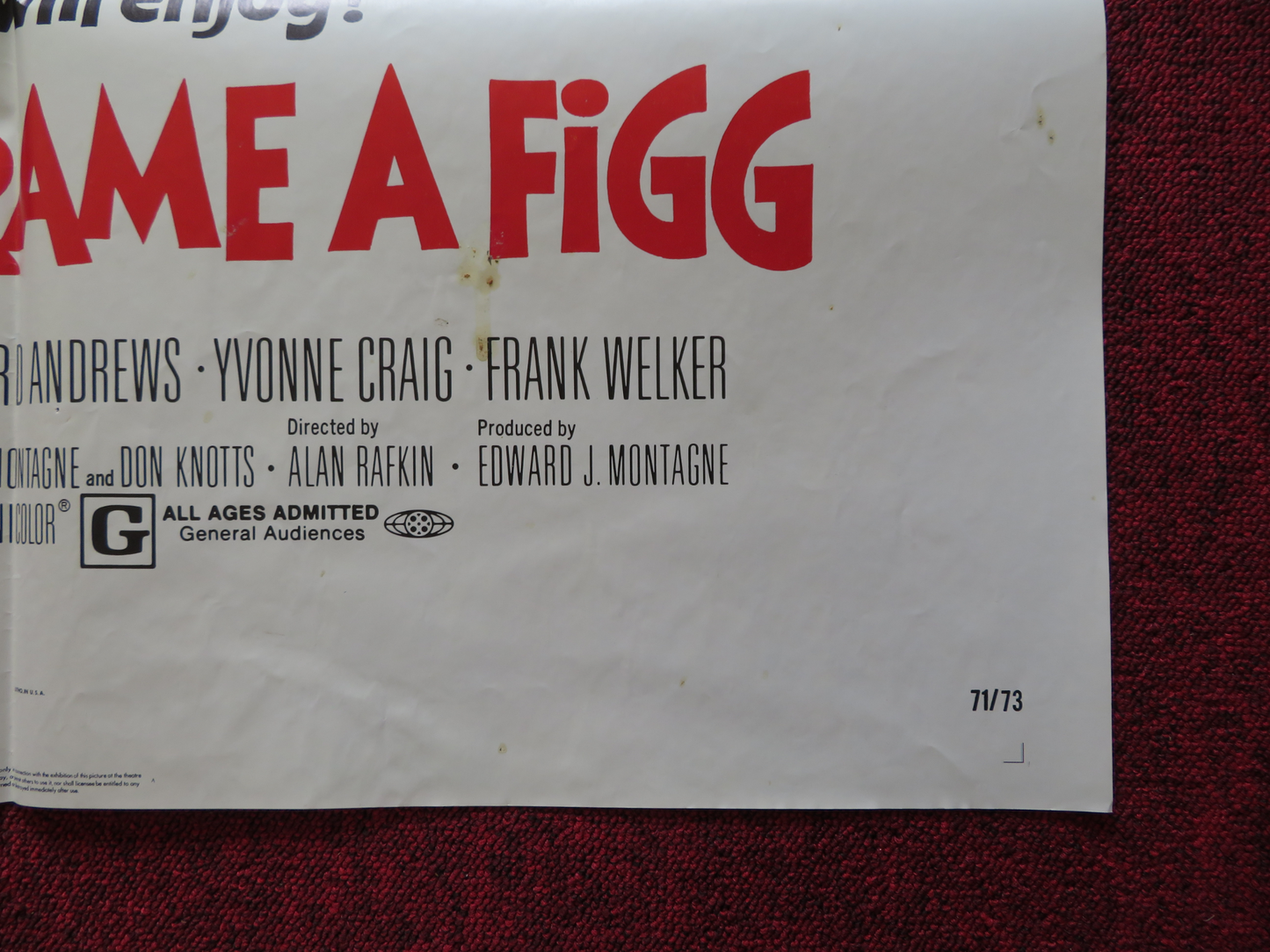 HOW TO FRAME A FIGG FOLDED US ONE SHEET POSTER DON KNOTTS JOE FLYNN 1971