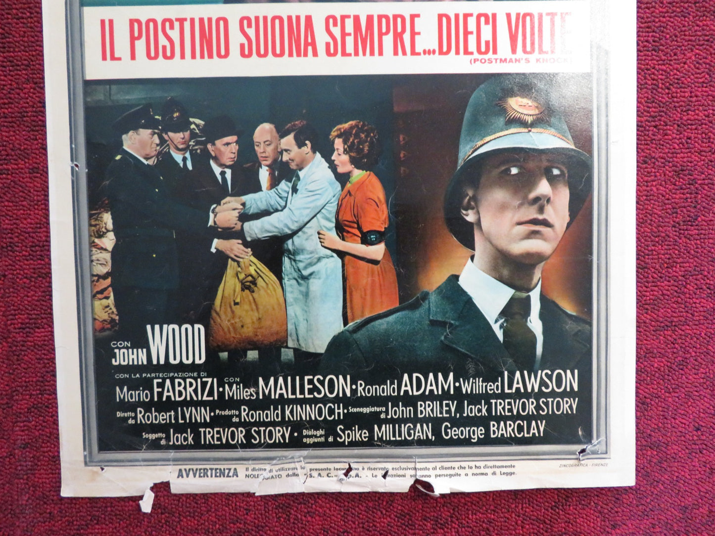 POSTMAN'S KNOCK ITALIAN LOCANDINA POSTER SPIKE MILLIGAN BARBARA SHELLEY 1962