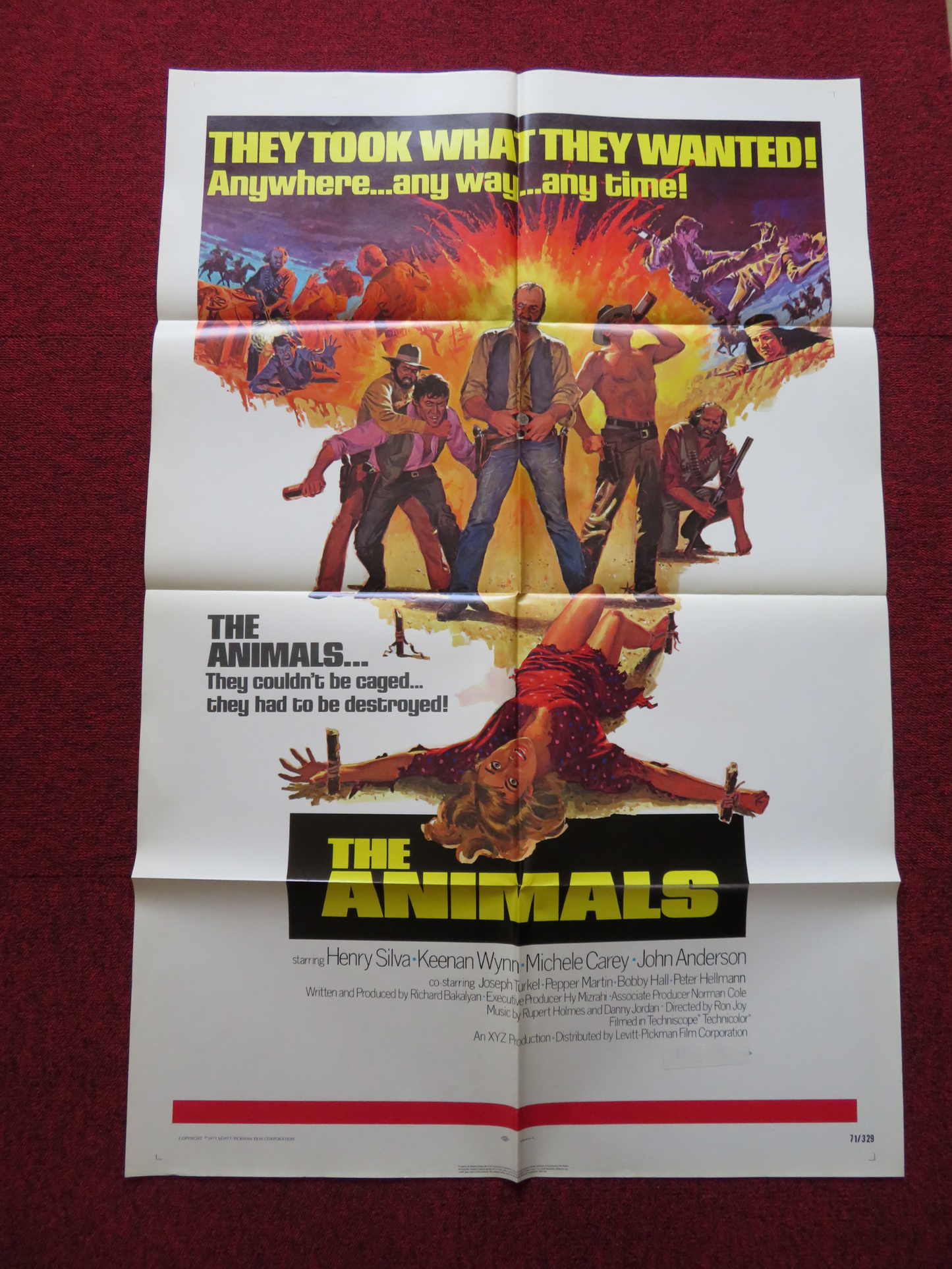 THE ANIMALS FOLDED US ONE SHEET POSTER HENRY SILVA KEENAN WYNN 1971