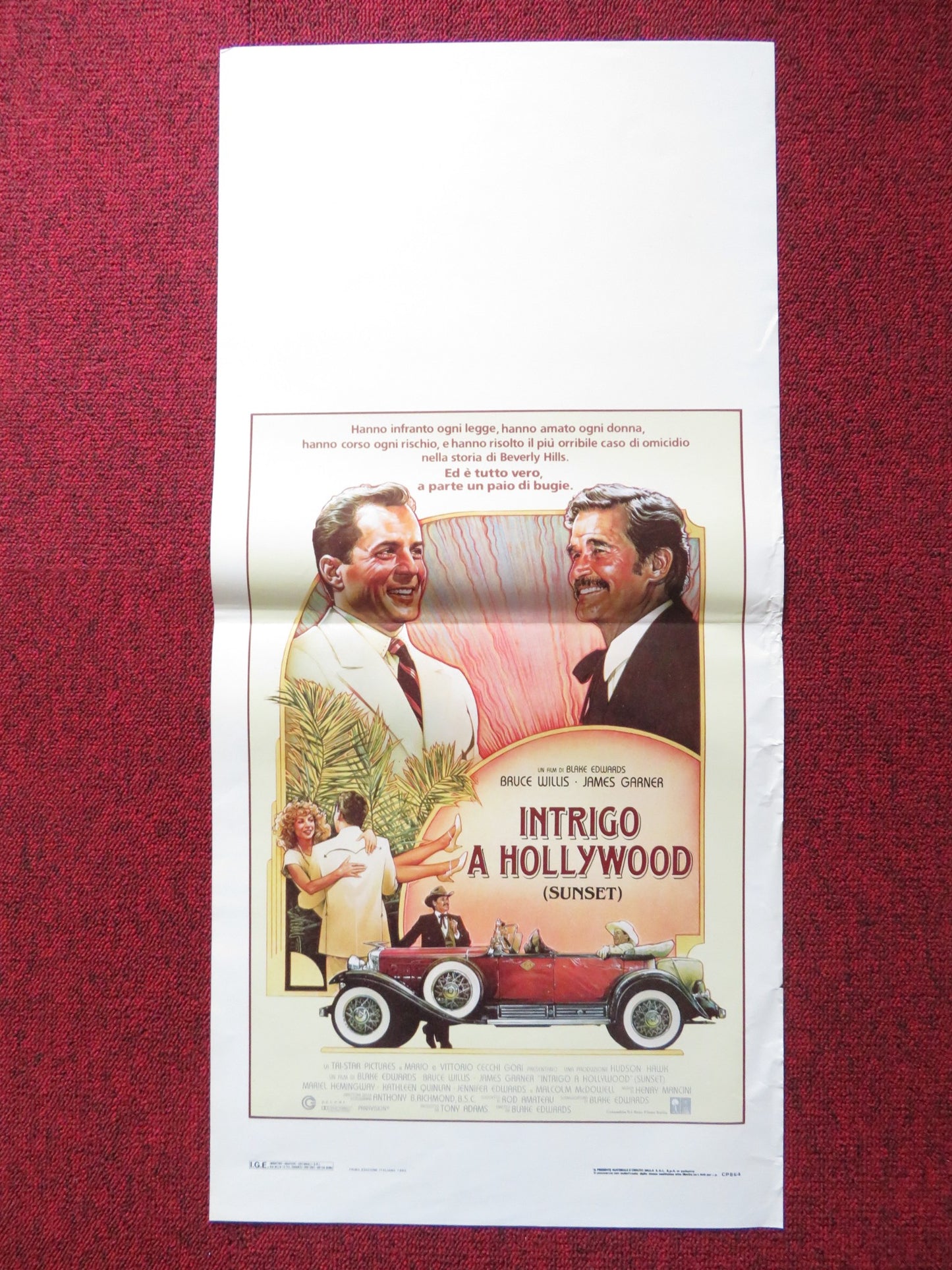 INTRIGO A HOLLYWOOD ITALIAN LOCANDINA POSTER BRUCE WILLIS JAMES GARNER 1988