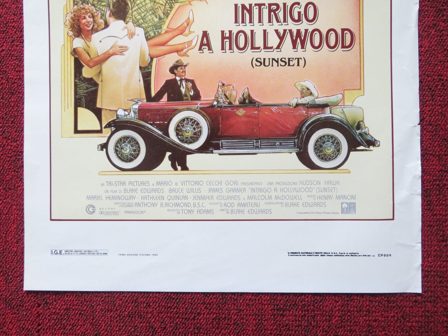 INTRIGO A HOLLYWOOD ITALIAN LOCANDINA POSTER BRUCE WILLIS JAMES GARNER 1988