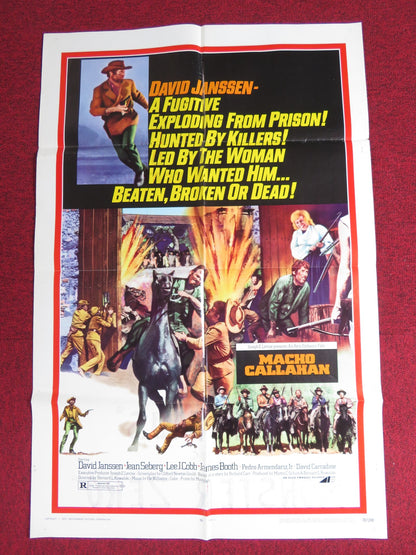 MACHO CALLAHAN FOLDED US ONE SHEET POSTER DAVID JANSSEN JEAN SEBERG 1970