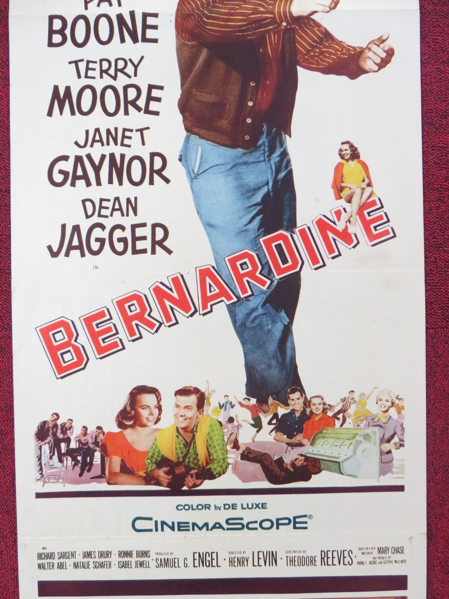 BERNARDINE US INSERT (14"x 36") POSTER PAT BOONE TERRY MOORE JANET GAYNOR 1957