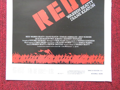 REDS ITALIAN LOCANDINA POSTER WARREN BEATTY DIANE KEATON 1982