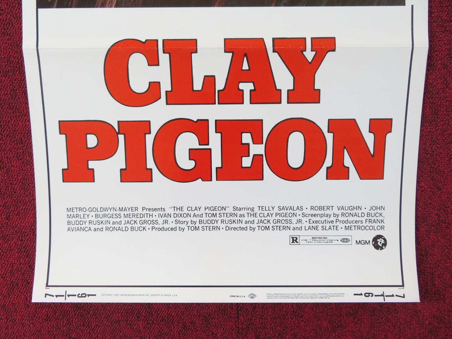 CLAY PIGEON US INSERT (14"x 36") POSTER TELLY SAVALAS ROBERT VAUGHN 1971