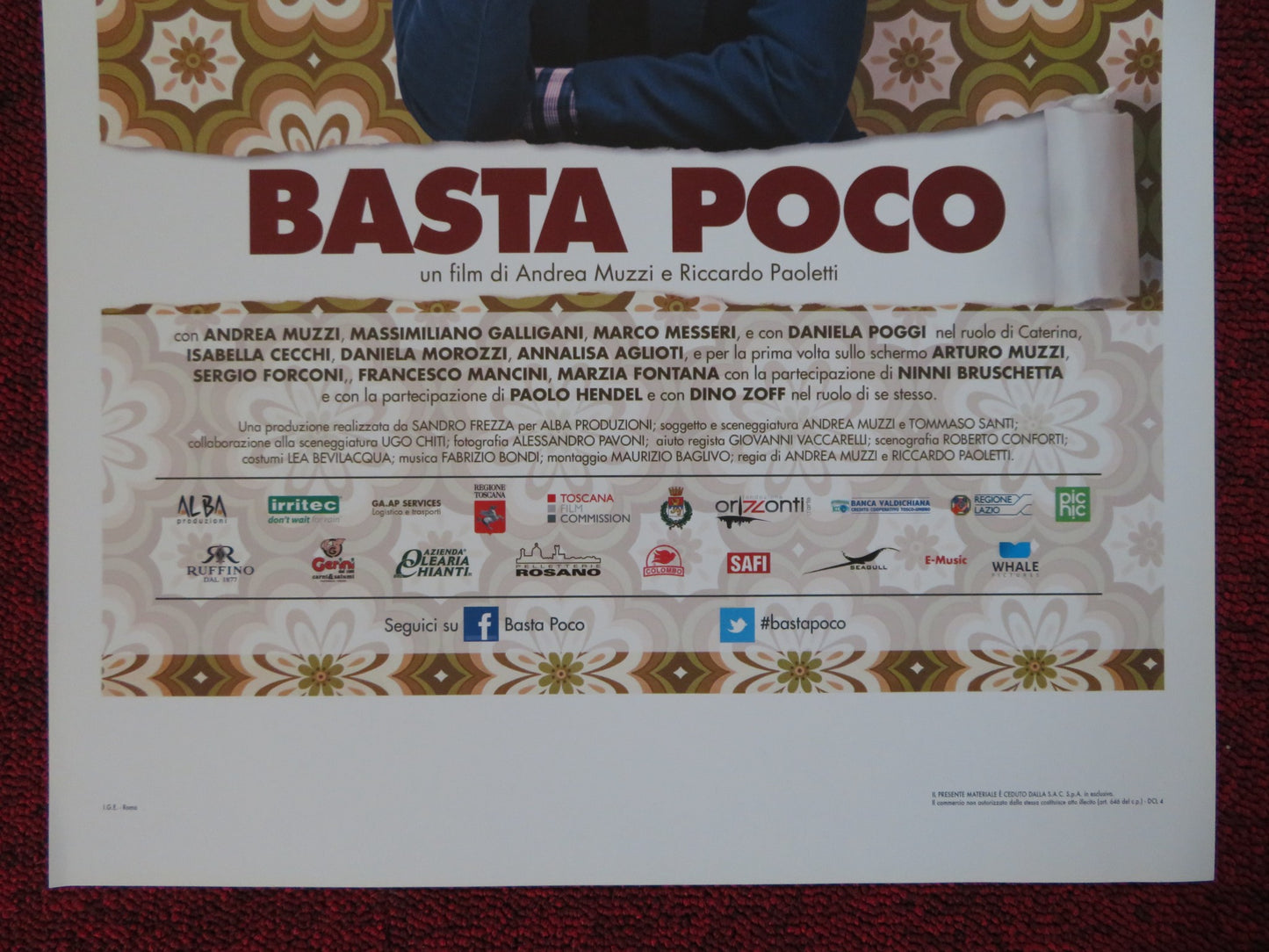 BASTA POCO ITALIAN LOCANDINA (26.5"x12.5") POSTER ANDRE MUZZI  2015