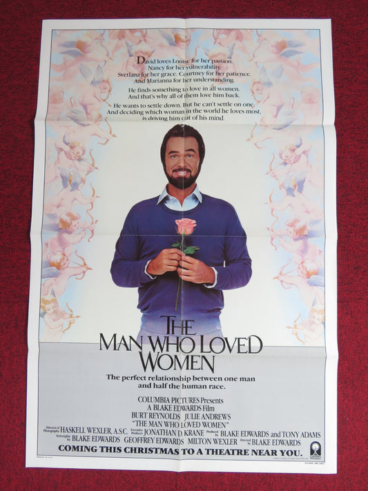 THE MAN WHO LOVED WOMEN - ADVANCE FOLDED US ONE SHEET POSTER BURT REYNOLDS 1986