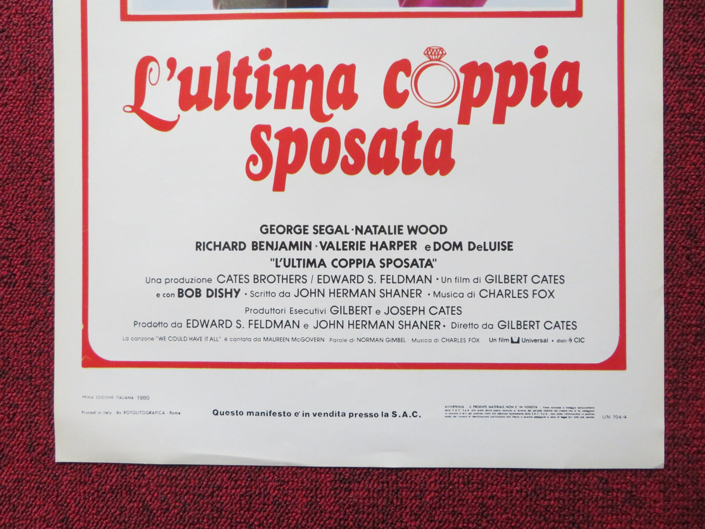 THE LAST MARRIED COUPLE IN AMERICA ITALIAN LOCANDINA POSTER GEORGE SEGAL 1980