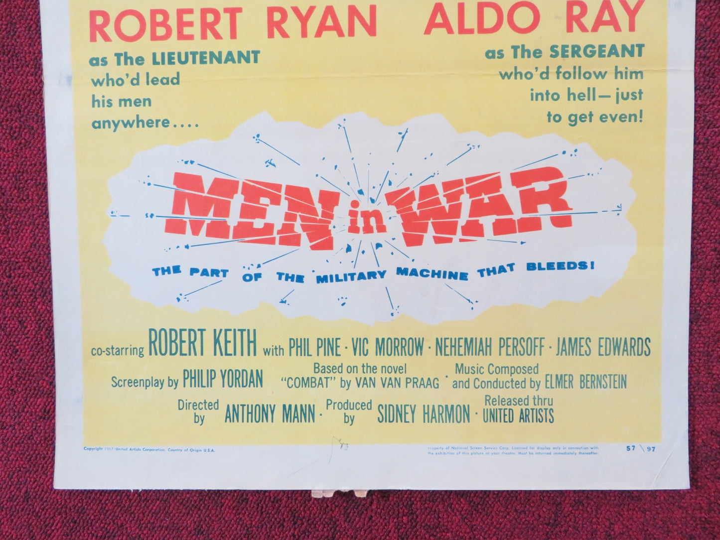 MEN IN WAR US INSERT (14"x 36") POSTER ROBERT RYAN ALDO RAY 1957