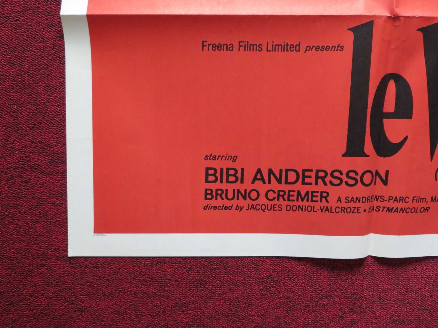 LE VIOL / A question of rape FOLDED US ONE SHEET POSTER BIBI ANDERSSON 1969