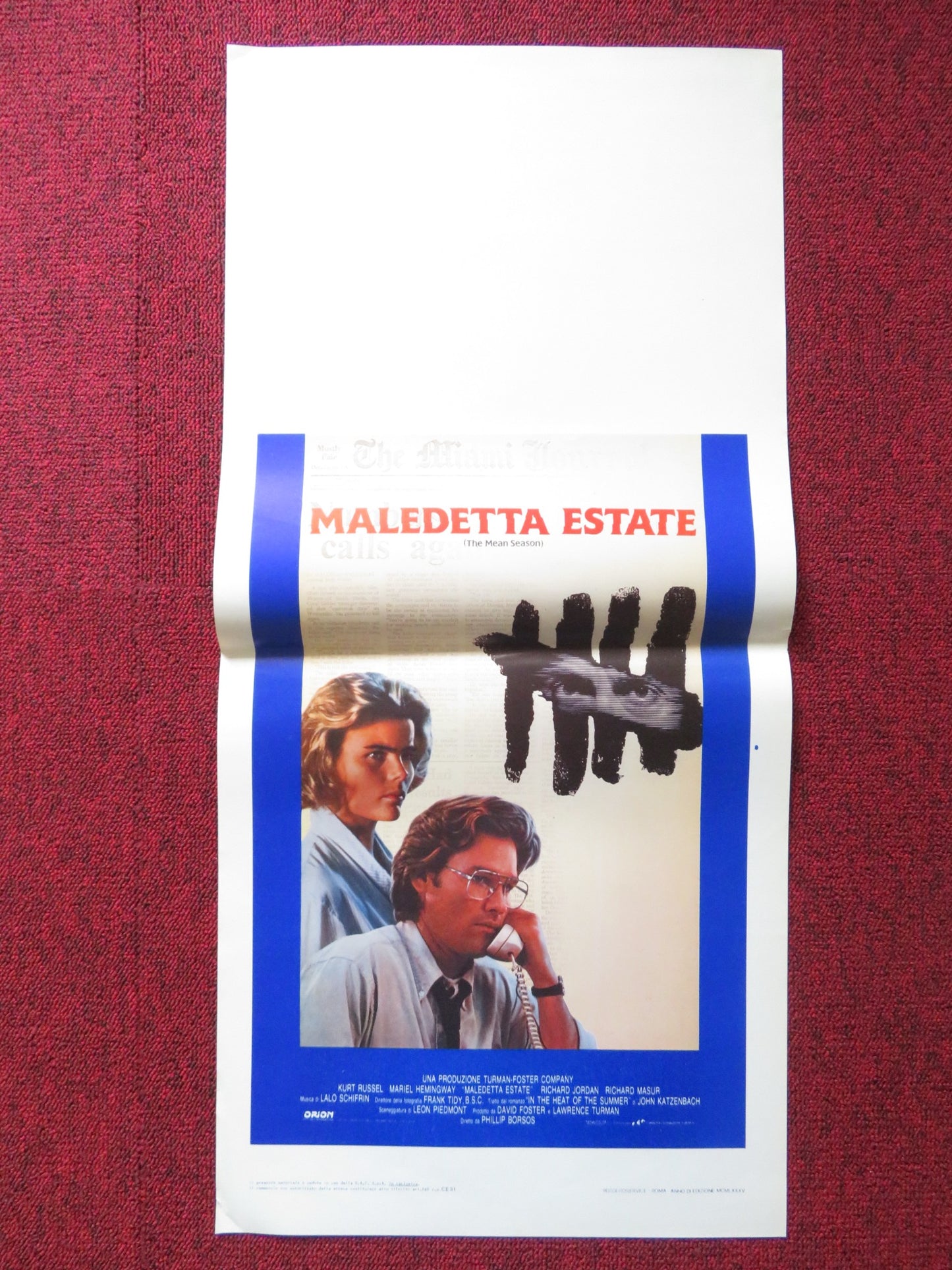 THE MEAN SEASON ITALIAN LOCANDINA POSTER KURT RUSSELL MARIEL HEMINGWAY 1985