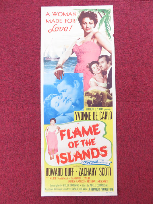 FLAME OF THE ISLANDS US INSERT (14"x 36") POSTER YVONNE DE CARLO H. DUFF 1955