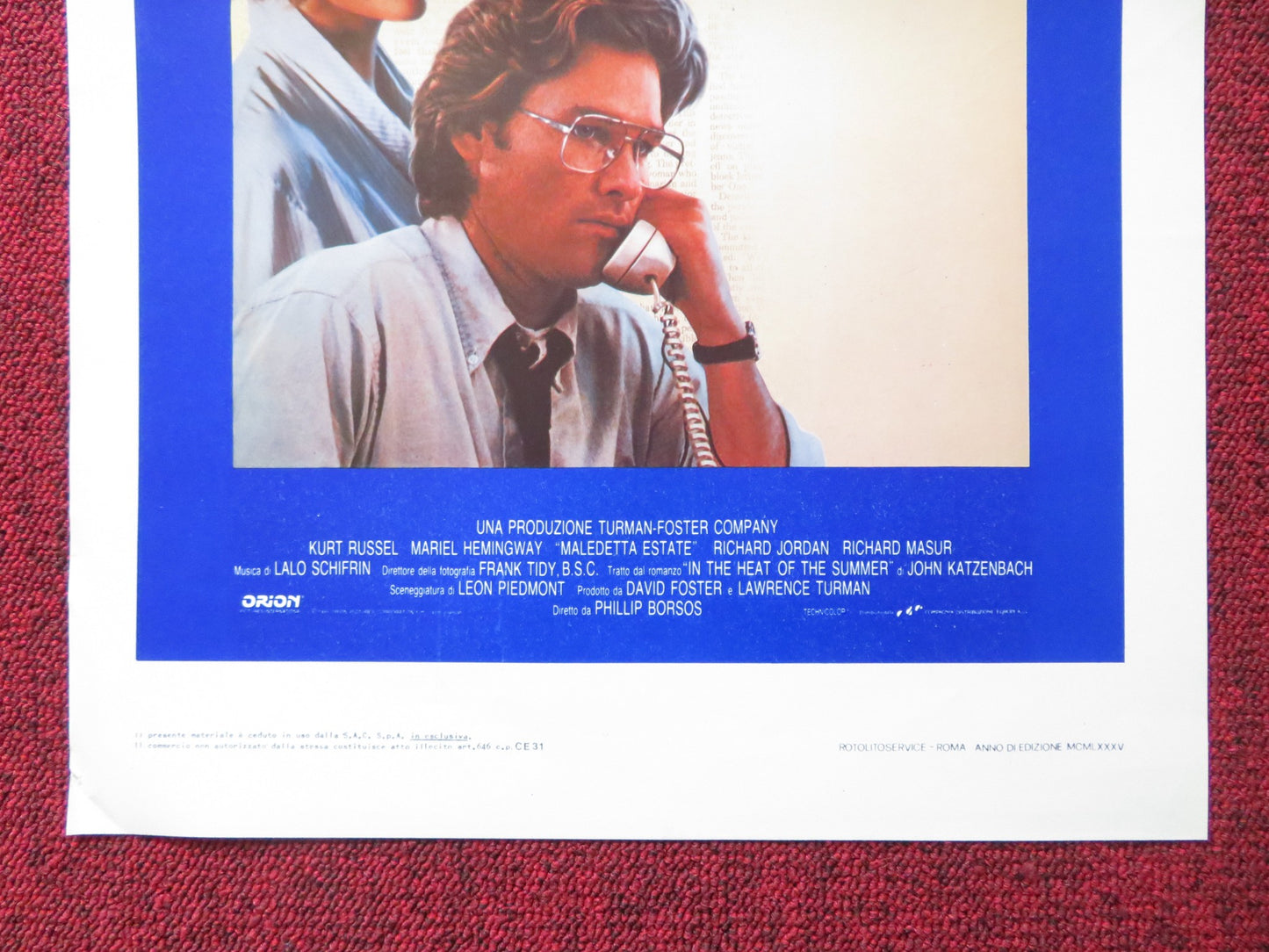 THE MEAN SEASON ITALIAN LOCANDINA POSTER KURT RUSSELL MARIEL HEMINGWAY 1985