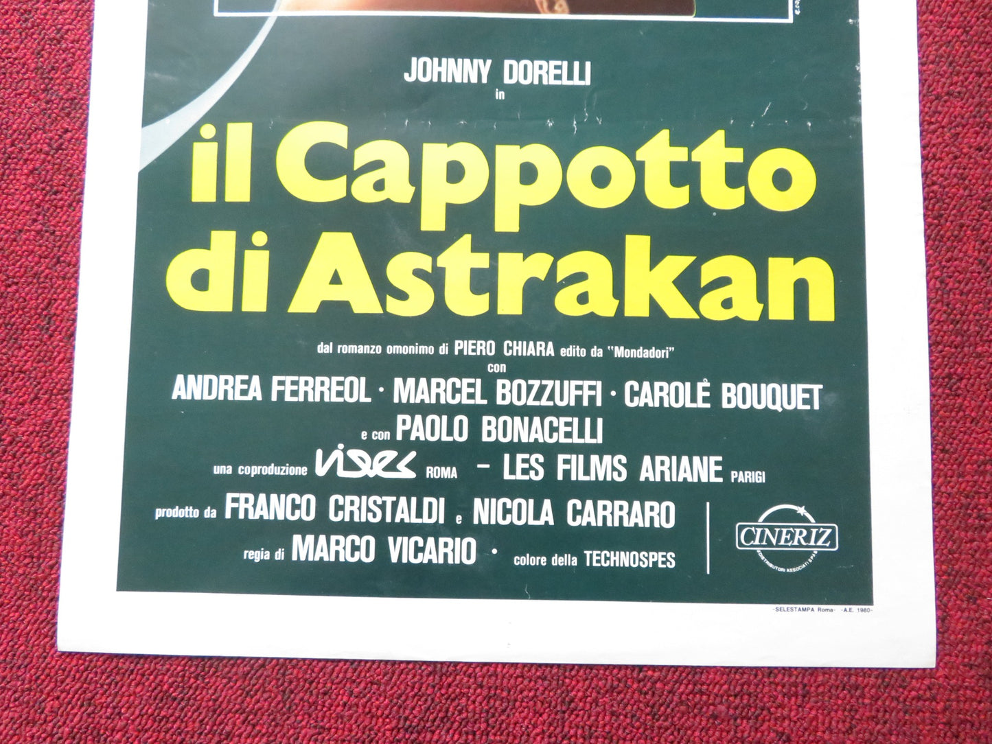 IL CAPPOTTO DI ASTRAKAN ITALIAN LOCANDINA POSTER JOHNNY DORELLI A. FERREOL 1980