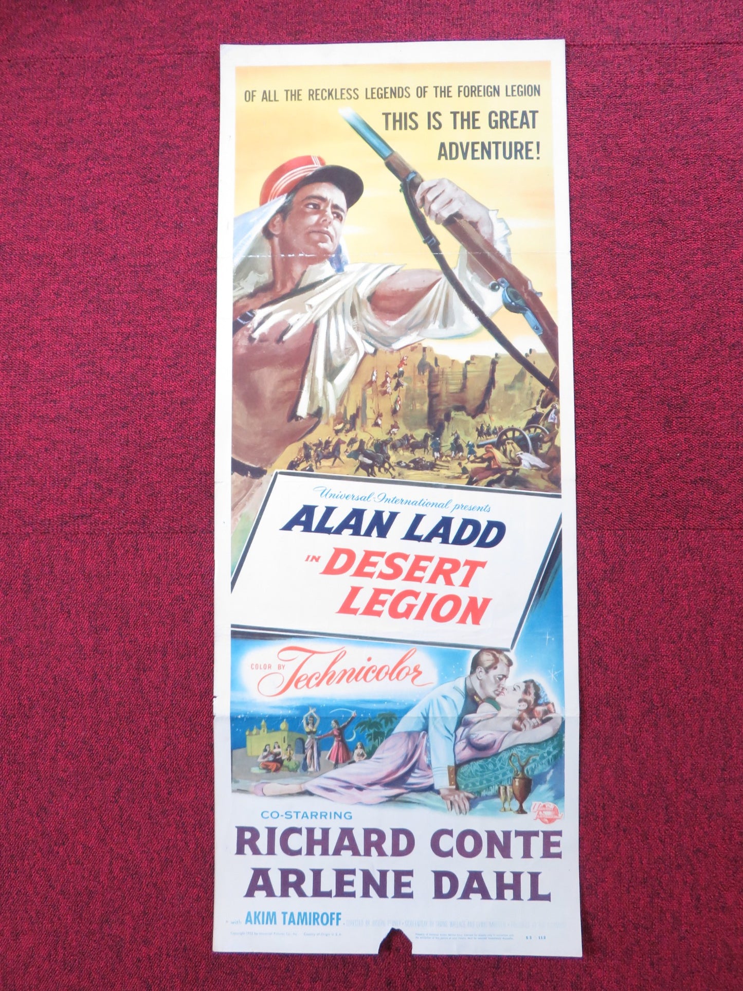 DESERT LEGION US INSERT (14"x 36") POSTER ALAN LADD RICHARD CONTE 1953