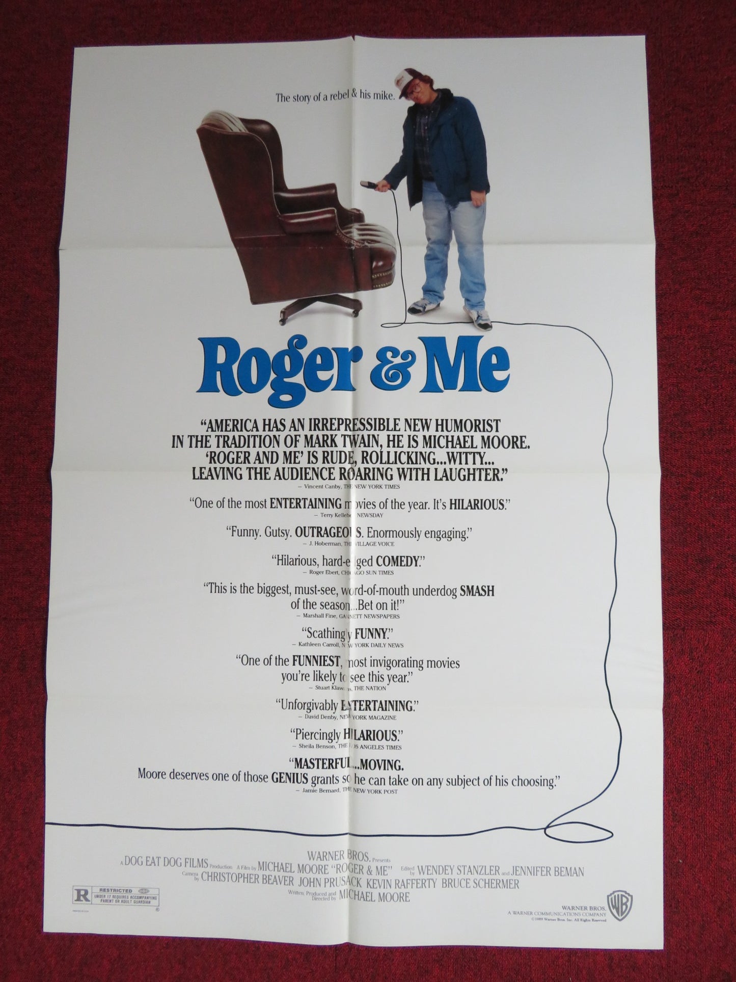 ROGER & ME FOLDED US ONE SHEET POSTER MICHAEL MOORE ROGER B. SMITH 1989