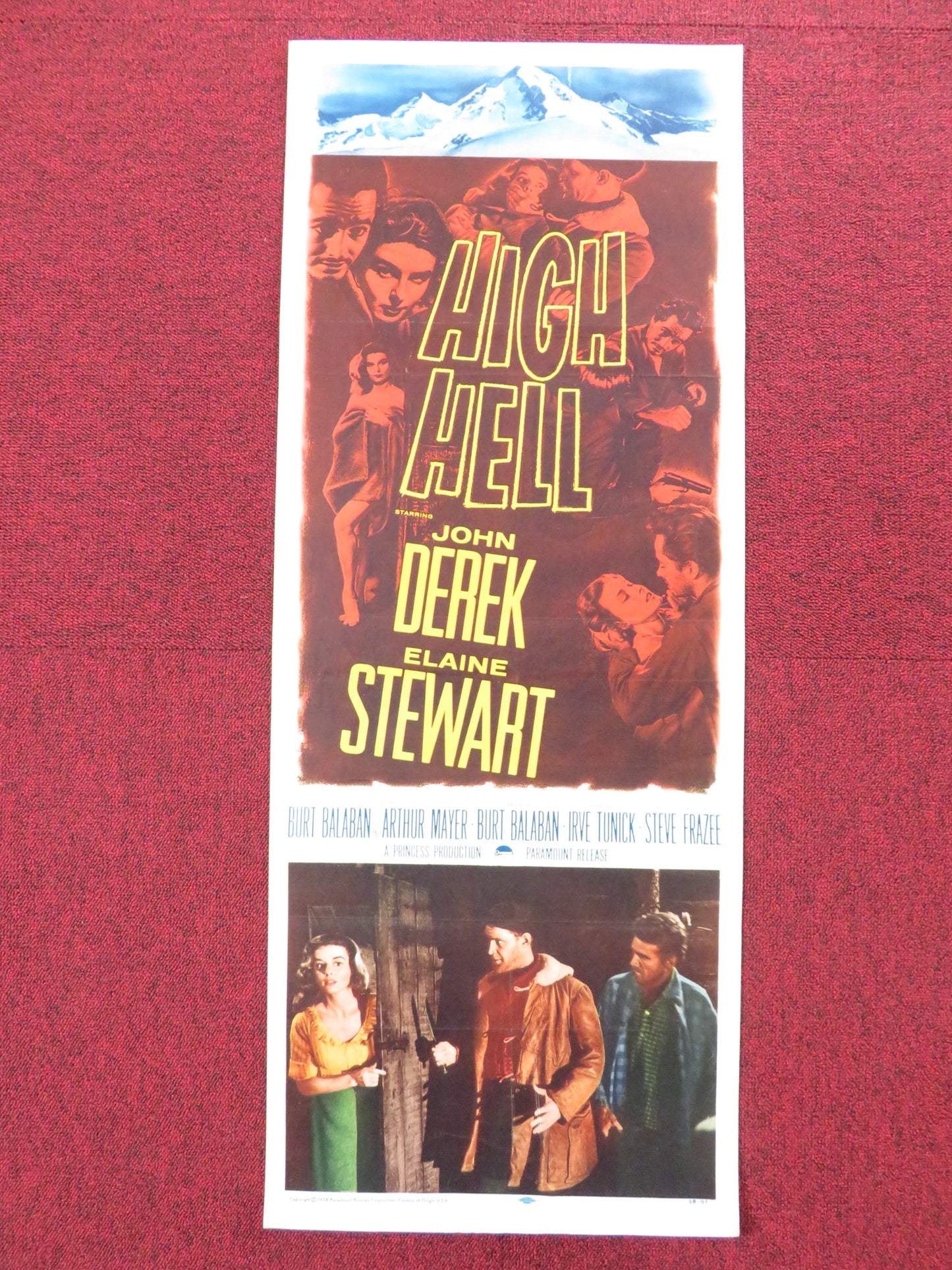 HIGH HELL US INSERT (14"x 36") POSTER JOHN DEREK ELAINE STEWART 1958