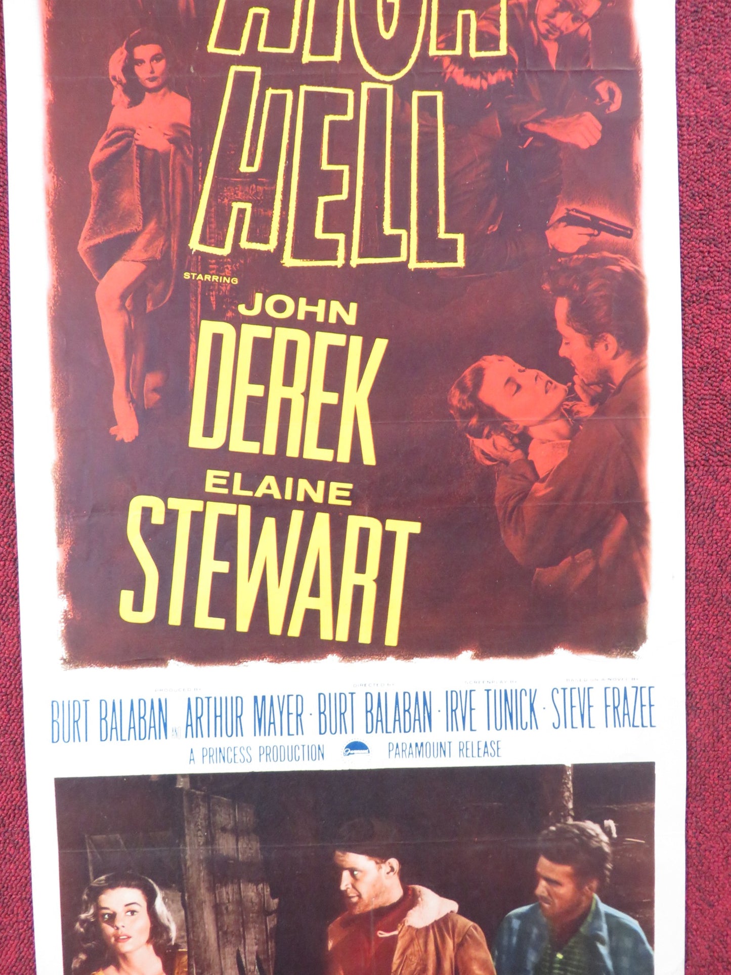 HIGH HELL US INSERT (14"x 36") POSTER JOHN DEREK ELAINE STEWART 1958