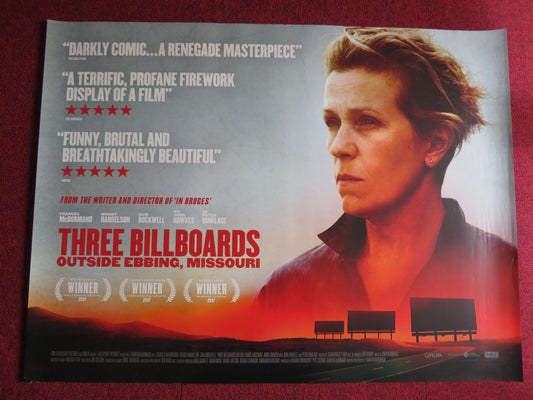 THREE BILLBOARDS OUTSIDE EBBING, MISSOURI UK QUAD (30"x 40") ROLLED POSTER 2017