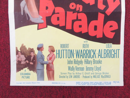 BEAUTY ON PARADE US INSERT (14"x 36") POSTER ROBERT HUTTON RUTH WARRICK 1950