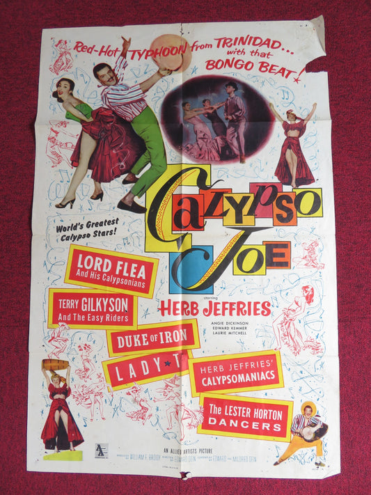 CALYPSO JOE FOLDED US ONE SHEET POSTER HERB JEFFRIES ANGIE DICKINSON 1957