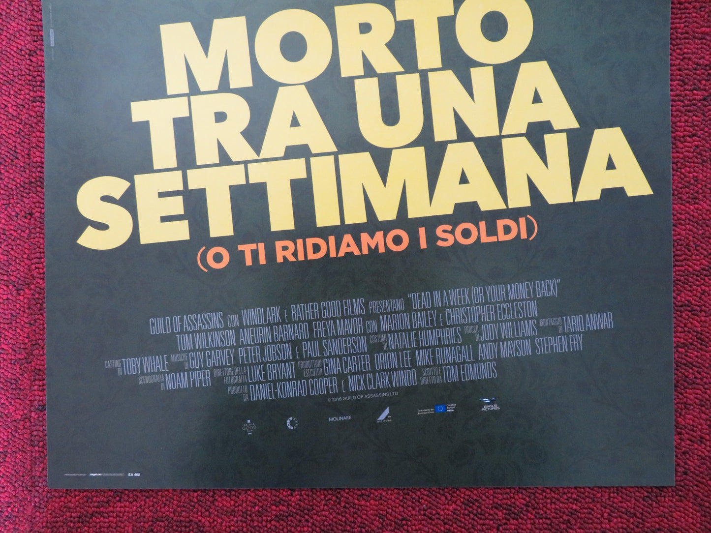 DEAD IN A WEEK OR YOUR MONEY BACK ITALIAN LOCANDINA POSTER ANEURIN BARNARD 2018