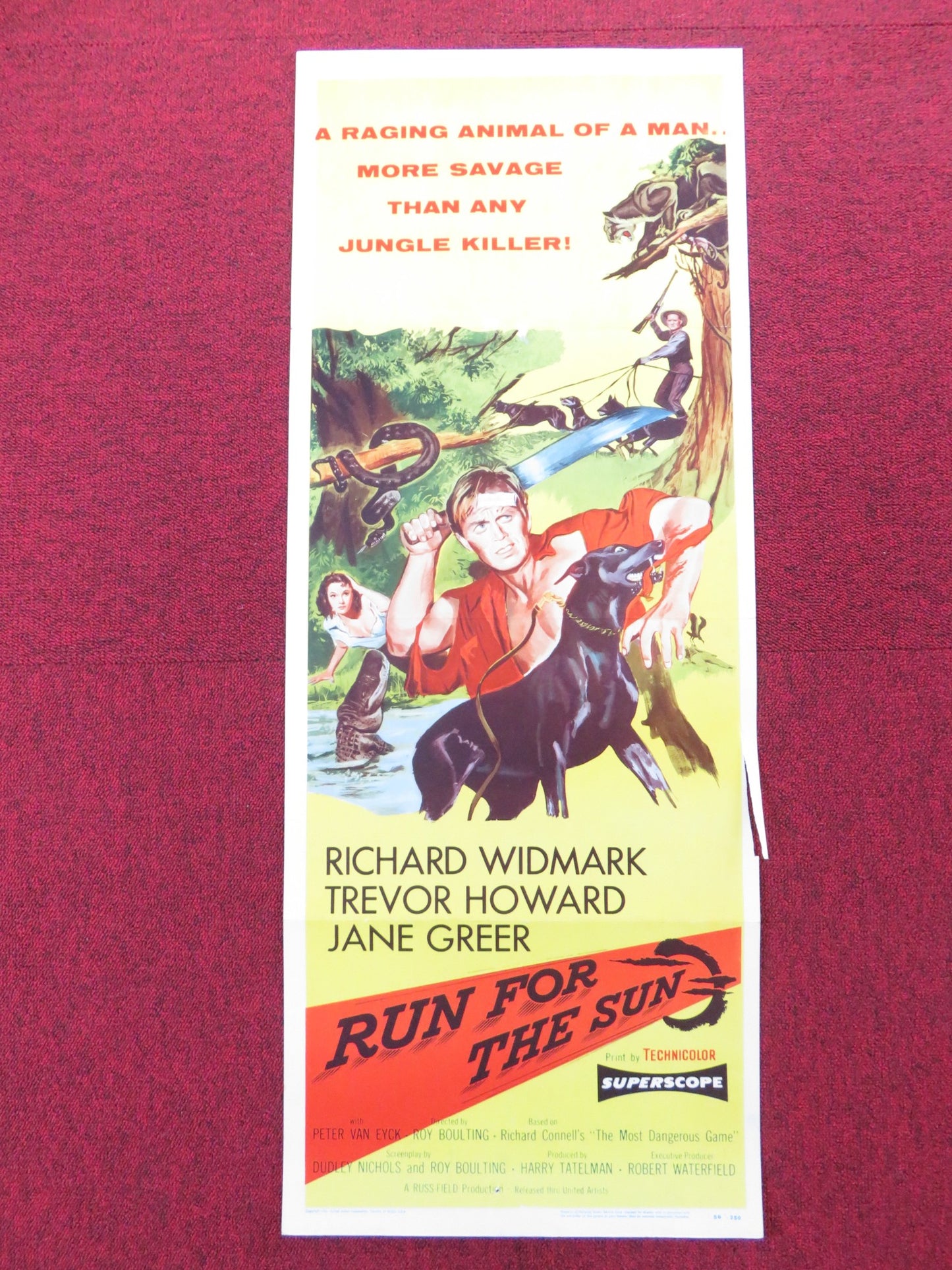 RUN FOR THE SUN US INSERT (14"x 36") POSTER RICHARD WIDMARK TREVOR HOWARD 1956