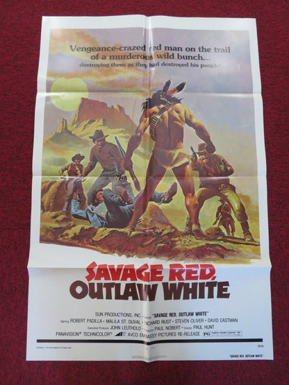 SAVAGE RED, OUTLAW WHITE FOLDED US ONE SHEET POSTER ROBERT PADILLA 1975