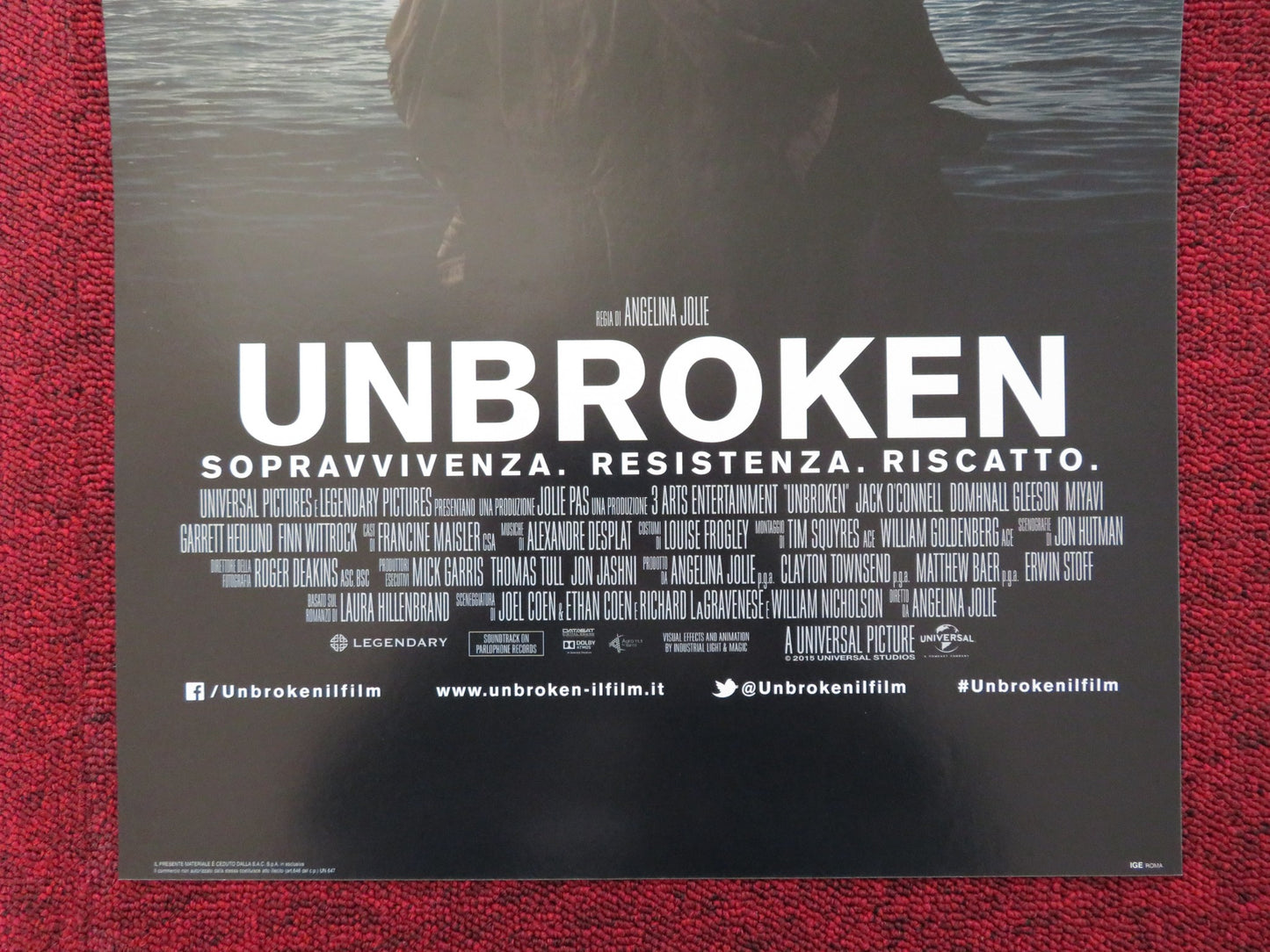 UNBROKEN ITALIAN LOCANDINA POSTER ANGELINA JOLIE JACK O'CONNELL 2014