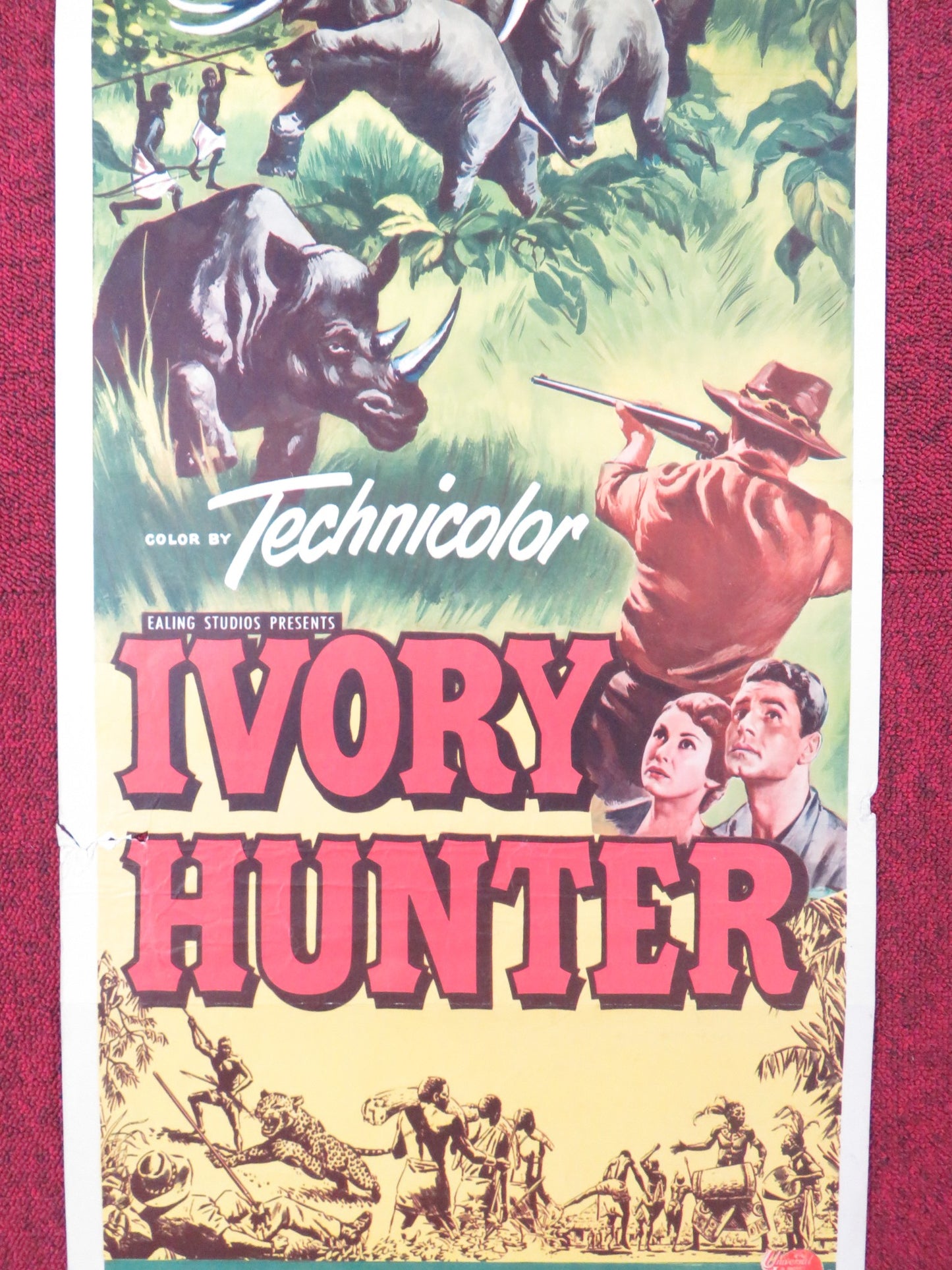 IVORY HUNTER US INSERT (14"x 36") POSTER ANTHONY STEEL DINAH SHERIDAN 1952