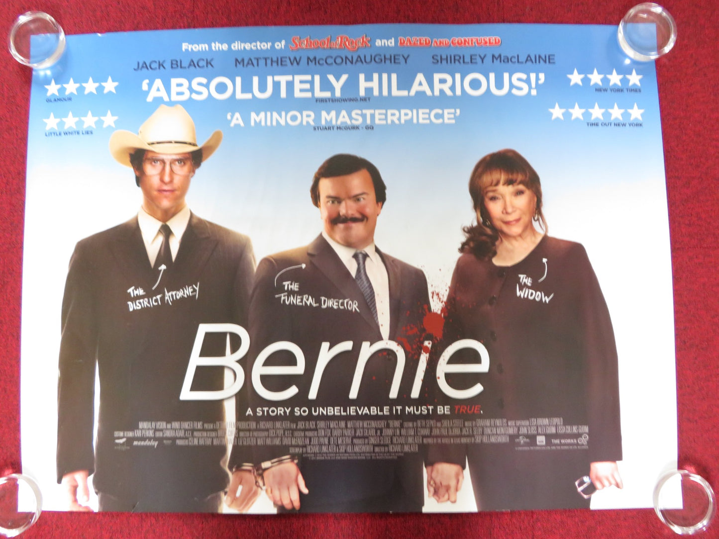 BERNIE UK QUAD ROLLED POSTER JACK BLACK MATTHEW MCCONAUGHEY 2011