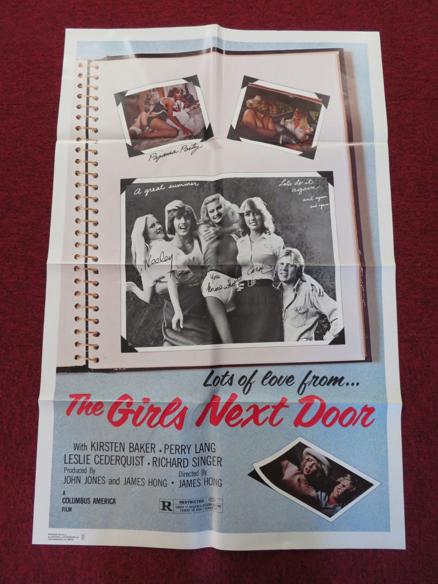 THE GIRLS NEXT DOOR FOLDED US ONE SHEET POSTER KIRSTEN BAKER PERRY LANG 1978