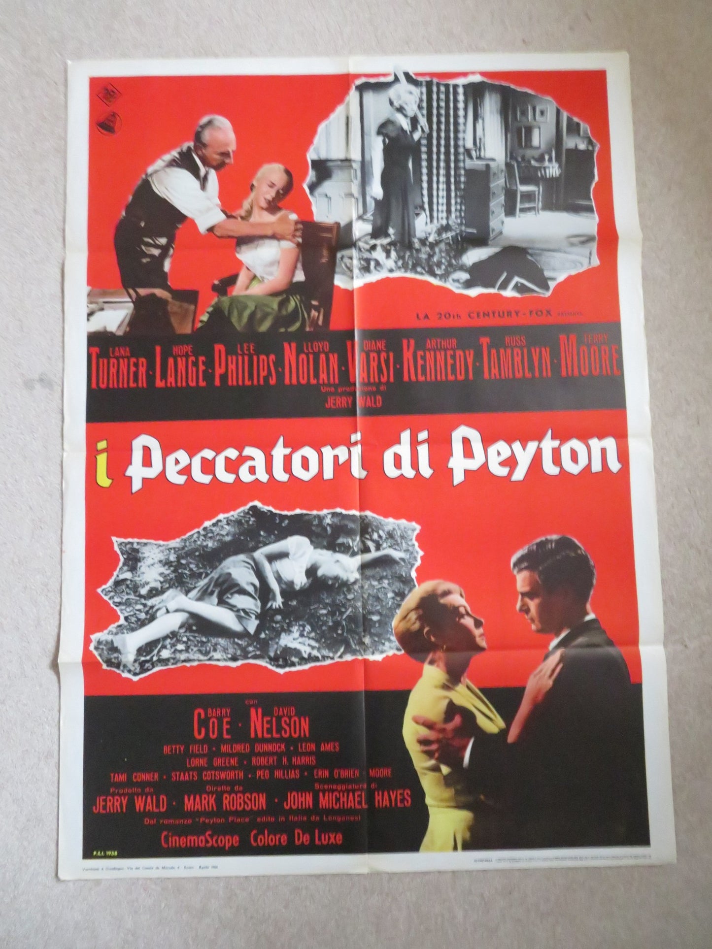 PEYTON PLACE ITALIAN 2 FOGLIO POSTER LANA TURNER LEE PHILIPS R1966