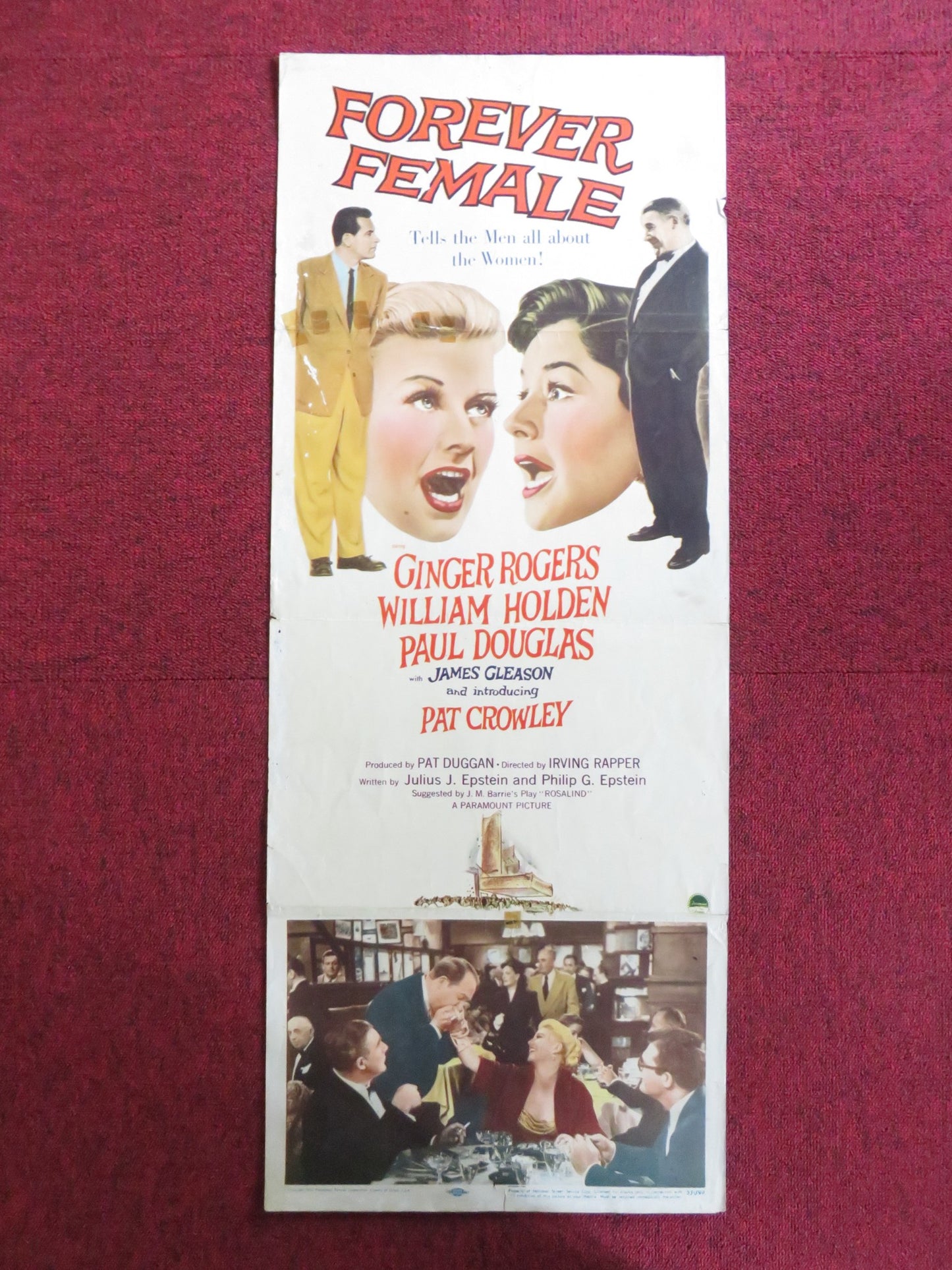 FOREVER FEMALE US INSERT (14"x 36") POSTER GINGER ROGERS WILLIAM HOLDEN 1953